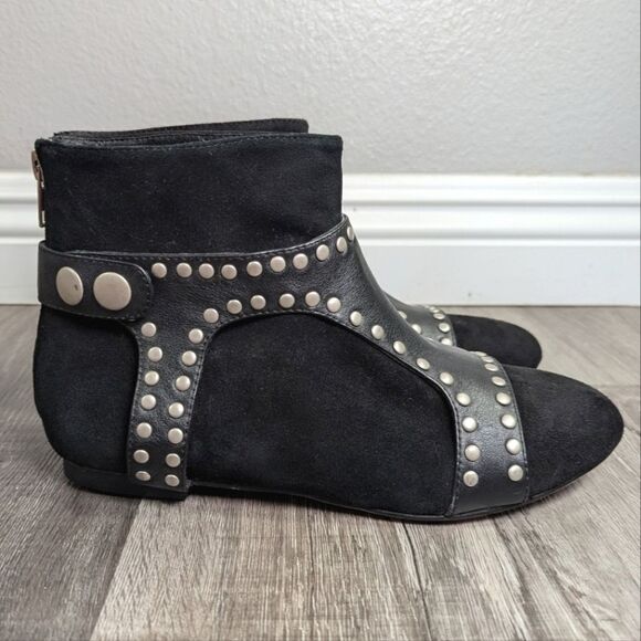 Madison Harding Leather wrap studded harness suede booties womens 7.5 - Picture 4 of 8